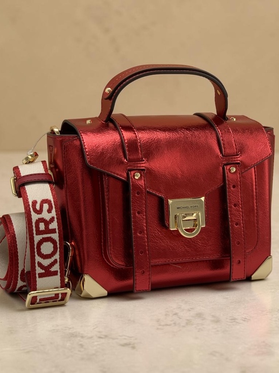 Michael Kors Handbags - MICHAEL KORS Manhattan Medium Patent Faux Leather Satchel